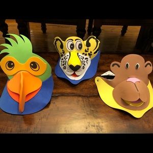 Foam Novelty VISORS-Bird/Dog/Bear w/ elastic band.
